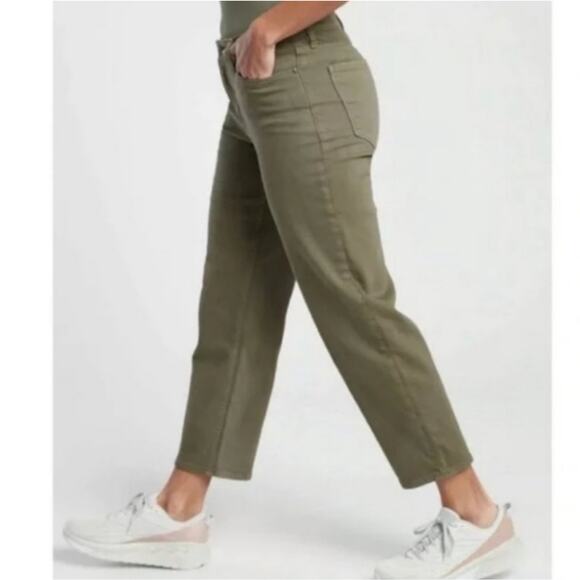 ATHLETA Women's Olive Green Flex Straight Leg Crop Jeans. Size 4 - Picture 3 of 16